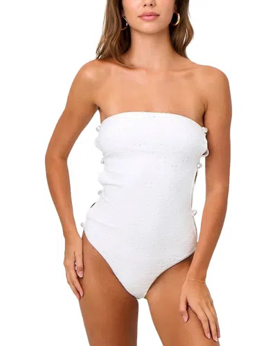 La Porte Stephanie Side Detail Swimsuit In White