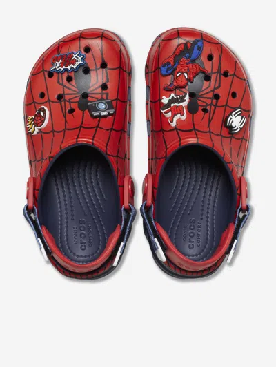 Crocs Spiderman Print Rubber  In Blue