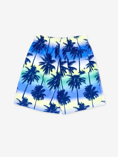 Soli Swim Boys Palm Tree Beach Shorts In Blue