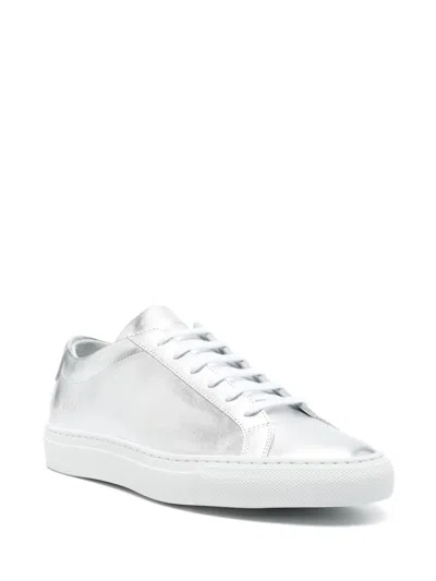 Common Projects Achilles Shiny Leather Sneakers In Silver