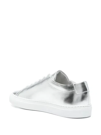 Common Projects Achilles Shiny Leather Sneakers In Silver