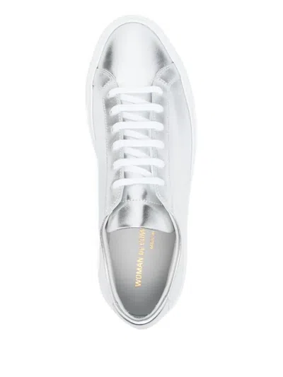 Common Projects Achilles Shiny Leather Sneakers In Silver