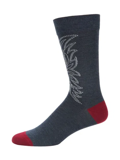 Bally Men's Pattern Contrast Trim Socks In Midnight