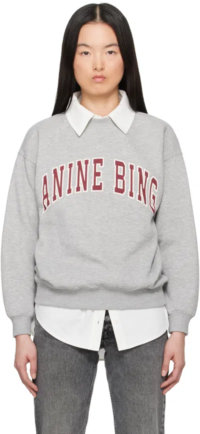 Anine Bing Spencer Logo Print Sweatshirt In Grey