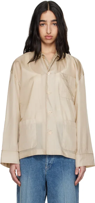 Carven Cashmere Button-up Sweater With Delicate Tie Detail In Pearl