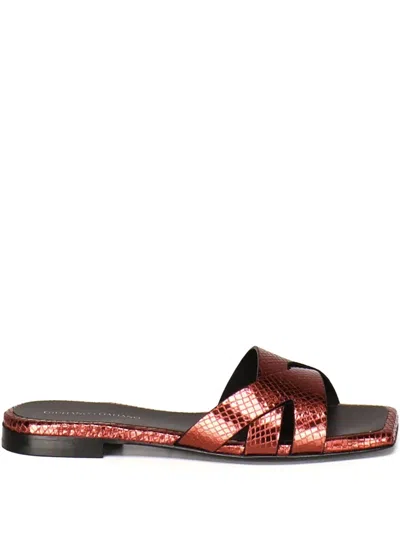 Giuliano Galiano Leather Slides In Red