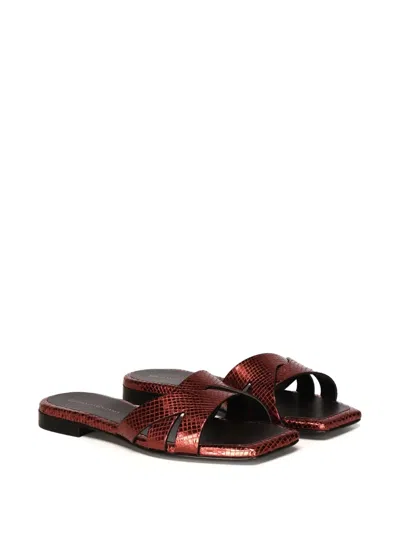 Giuliano Galiano Leather Slides In Red