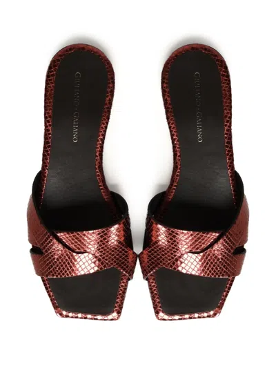 Giuliano Galiano Leather Slides In Red