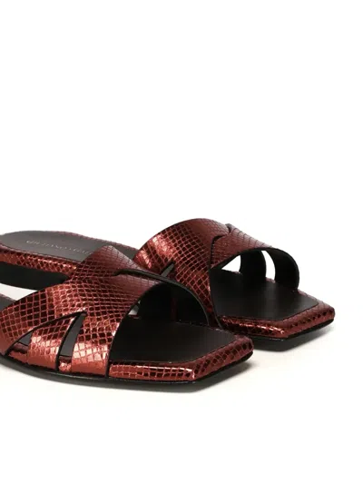 Giuliano Galiano Leather Slides In Red