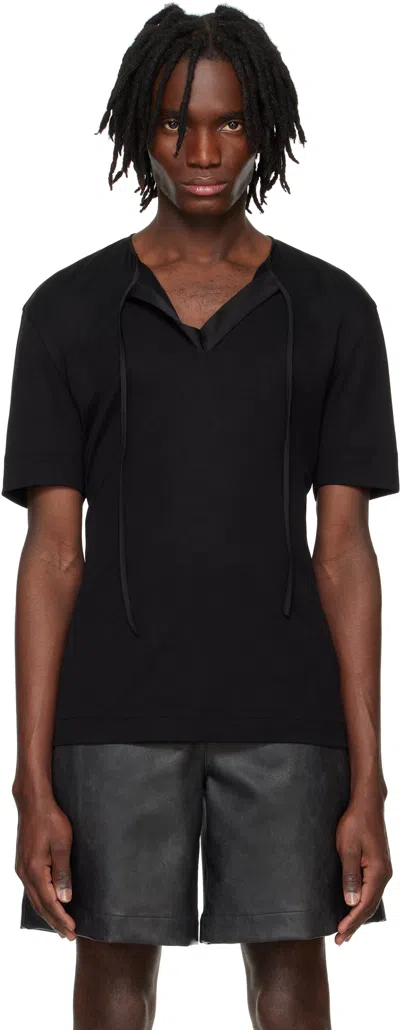 System Tie-up Short-sleeved T-shirt In Black