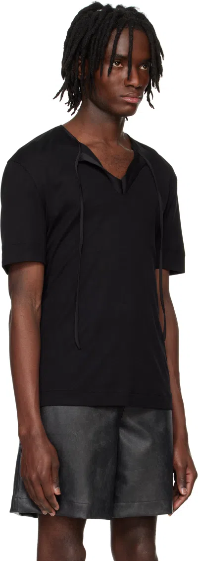System Tie-up Short-sleeved T-shirt In Black