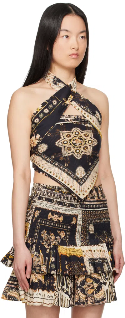Isabel Marant Étoile Feyza Convertible Mixed Print Cotton Halter Top In Multi