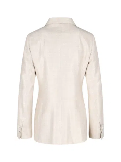 Kiton Double-breasted Jacket With Notch Lapels And Back Vent In Beige