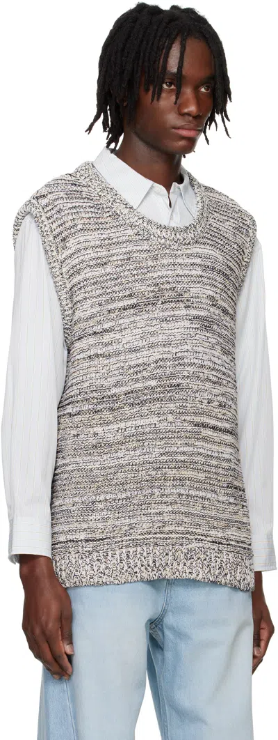 System Mixed Color Knitted Vest In Black