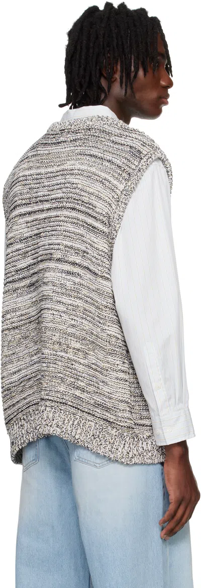 System Mixed Color Knitted Vest In Black