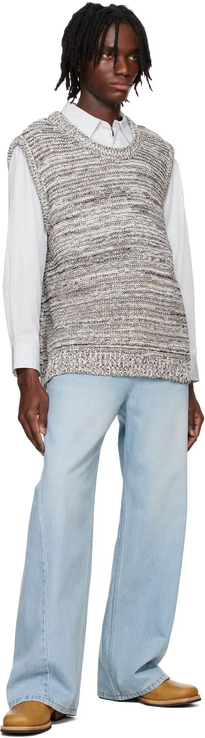 System Mixed Color Knitted Vest In Black