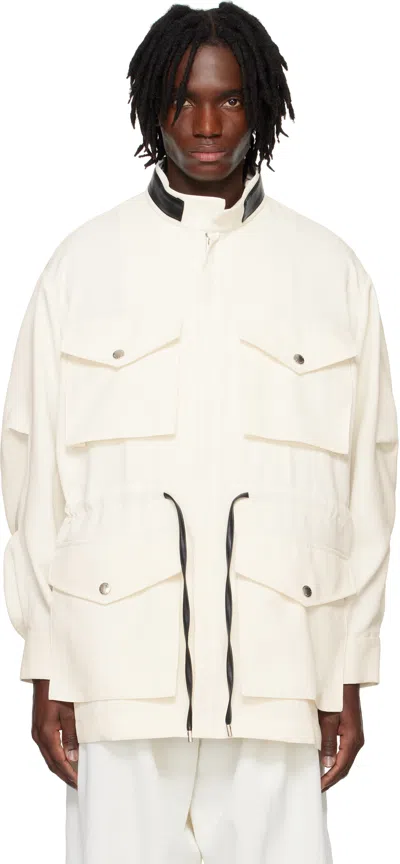 System Two-tone Four-pocket Casual Jacket In Ivory