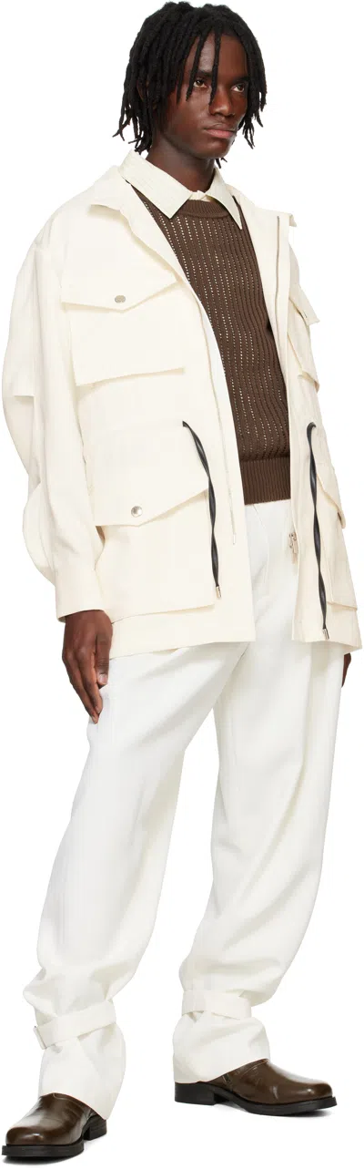 System Two-tone Four-pocket Casual Jacket In Ivory