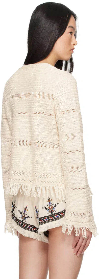 Isabel Marant Étoile Azilis Open Stitch Fringe Cotton Crewneck Sweater In Neutral