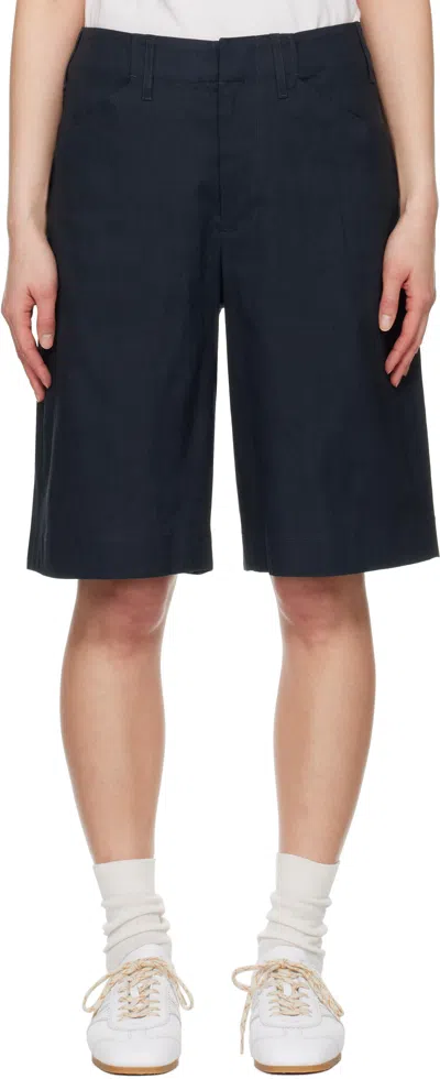 Rag & Bone Navy Banks Linen-blend Shorts In Salute