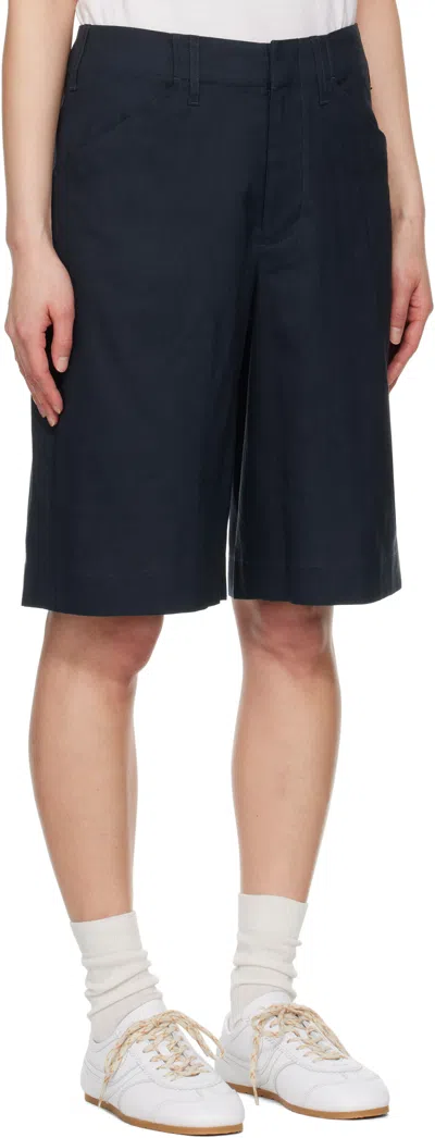 Rag & Bone Navy Banks Linen-blend Shorts In Salute