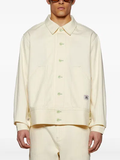 Bode Boxy Cotton Jacket With Button-up Front In Neutrals