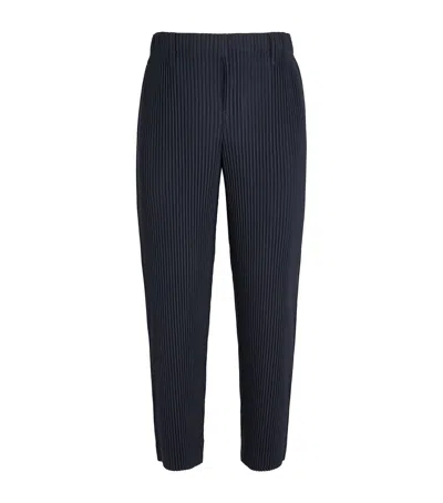 Issey Miyake Elastic Waist Pleated Polyester Trousers In Black