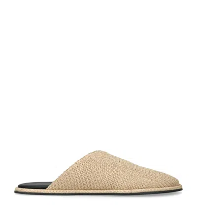 Neous Raffia Atik Slides In Beige