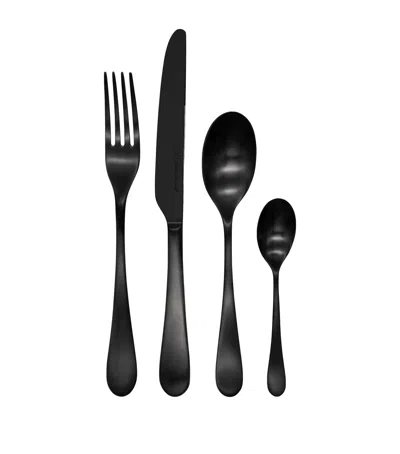 Studio William Black Satin Mulberry 24-piece Cutlery Set In Black