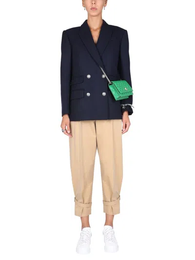 Alexander Mcqueen Women's Double-breasted Jacket In Blue