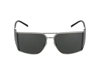 Saint Laurent Adjustable Metal Frame Sunglasses With Dark Lenses In Grey