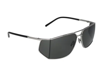 Saint Laurent Adjustable Metal Frame Sunglasses With Dark Lenses In Grey