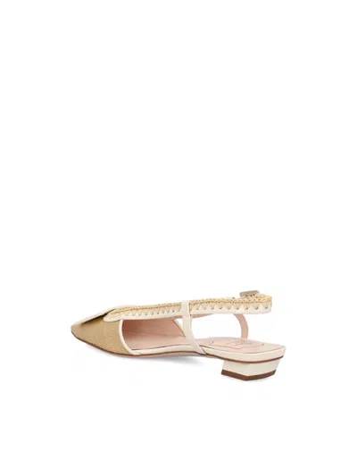 Roger Vivier Belle Vivier Braided Slingbacks In C013(light Cream)+c019(cyre)