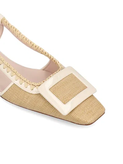 Roger Vivier Belle Vivier Braided Slingbacks In C013(light Cream)+c019(cyre)