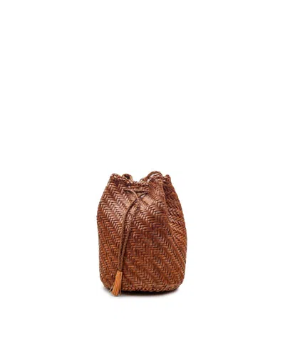 Dragon Diffusion Pompom Double Jump Tan Shoulder Bag In Brown