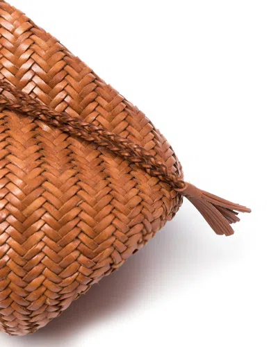 Dragon Diffusion Pompom Double Jump Tan Shoulder Bag In Brown