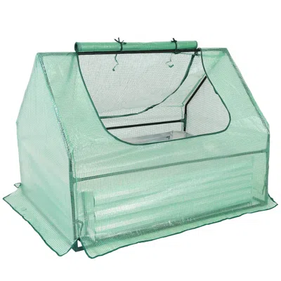 Sunnydaze Steel Raised Garden Bed With Pe Greenhouse Cover - Green - 4' X 2'