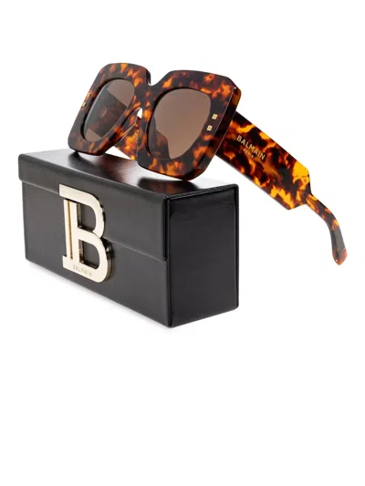 Balmain Eyewear B Bold Square Frame Sunglasses In 褐色