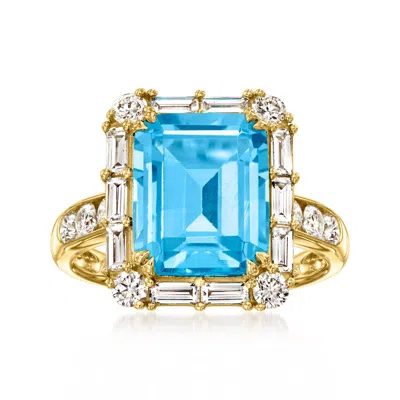Ross-simons Swiss Blue Topaz Ring With Lab-grown Diamonds In 14kt Yellow Gold In Blue