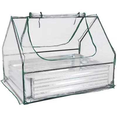 Sunnydaze Steel Raised Garden Bed With Pvc Greenhouse Cover - Clear - 4' X 2'