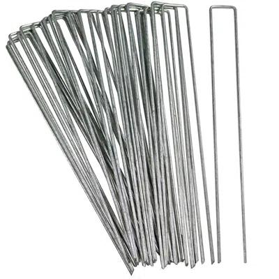 Sunnydaze Outdoor Lawn And Garden Galvanized Steel Staple Stakes For Landscape Fabric, Fences, And Sod - 12" -