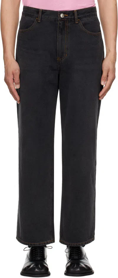 Ader Error Denim Trousers With Belt Loops In Noir