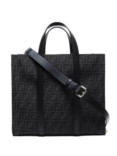 Pre-owned Fendi 2010-2025 Zucca-pattern Two-way Bag In Black