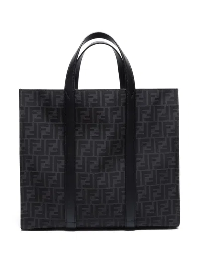 Pre-owned Fendi 2010-2025 Zucca-pattern Two-way Bag In Black