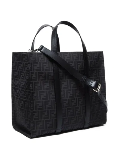 Pre-owned Fendi 2010-2025 Zucca-pattern Two-way Bag In Black