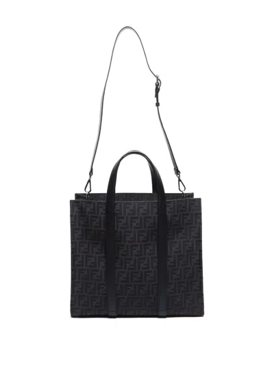 Pre-owned Fendi 2010-2025 Zucca-pattern Two-way Bag In Black