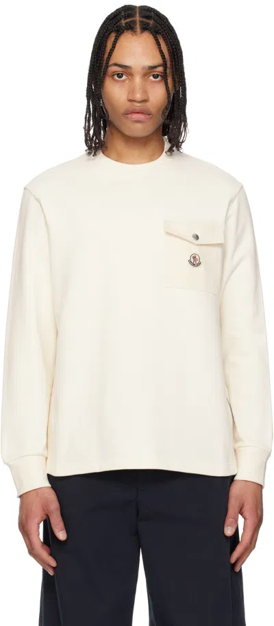 Moncler Sweatshirt En Coton In Beige