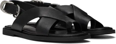 Rag & Bone Gia Leather Toe-loop Slingback Sandals In Black