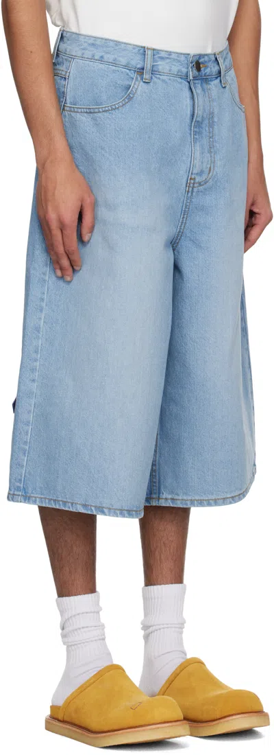 Ader Error Blue Significant Trs Tag 01 Denim Shorts In Sky Blue