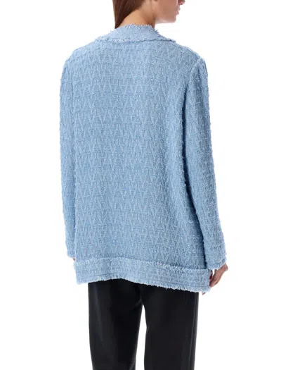 Dolce & Gabbana Light Blue Single-breasted Jacket With Logo Detail On Buttons In Cotton Blend Woman In Lillac Blue